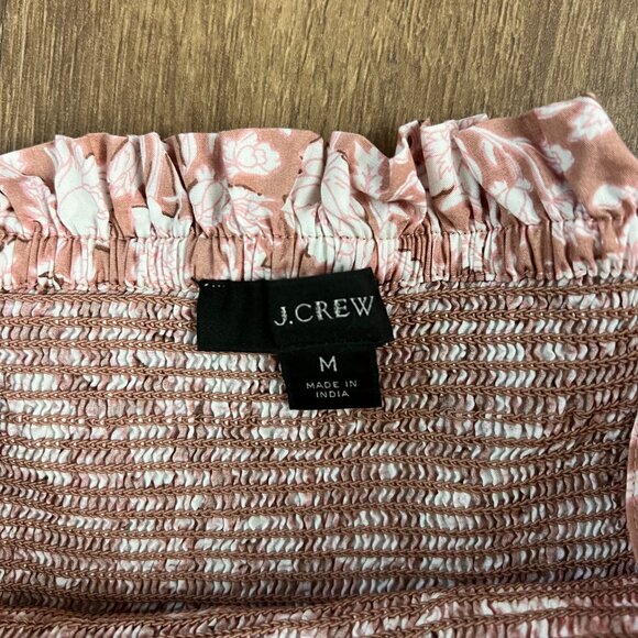 J. Crew Smocked Cotton Poplin Dress Rose Vines Sz M - Picture 8 of 13